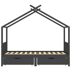 vidaXL Lasten sängynrunko laatikoilla harmaa täysi mänty 90x200cm hinta ja tiedot | Lastensängyt | hobbyhall.fi