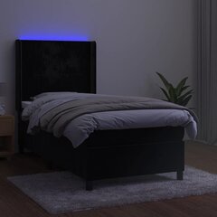 vidaXL Sänky jousilla/patjalla/LED, musta, 80x200cm, sametti hinta ja tiedot | Sängyt | hobbyhall.fi