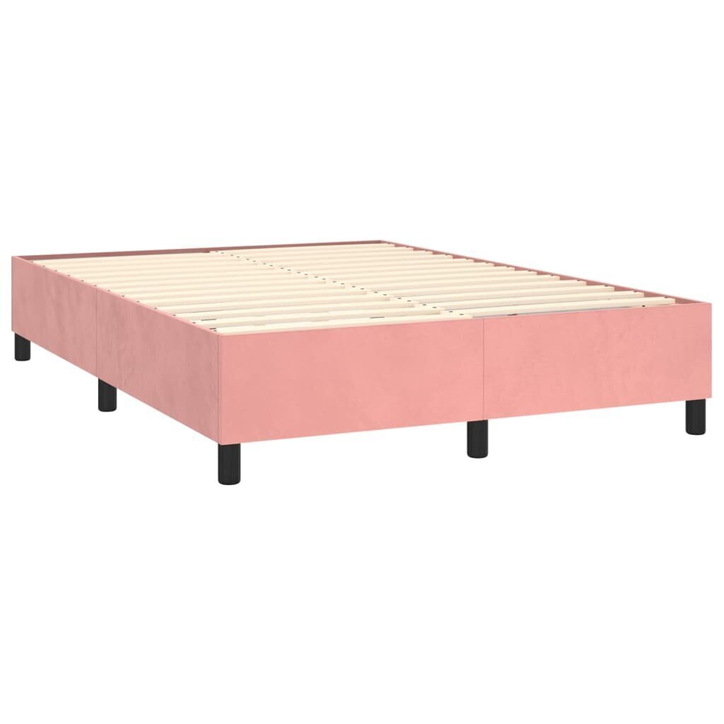 vidaXL Box jousisänky patjalla, pinkki, 140x190 cm, sametti hinta ja tiedot | Sängyt | hobbyhall.fi