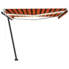 vidaXL Sisäänkelattava markiisi LED/tuulisens. 450x300cm oranssiruskea hinta ja tiedot | Aurinkovarjot ja markiisit | hobbyhall.fi