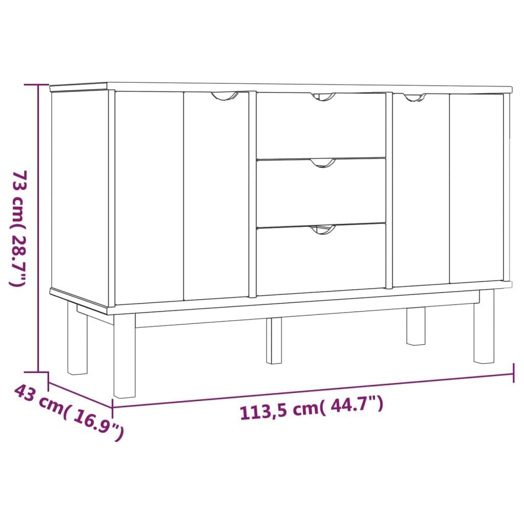 vidaXL Senkki OTTA 113,5x43x73 cm täysi mänty hinta ja tiedot | Olohuoneen kaapit ja lipastot | hobbyhall.fi