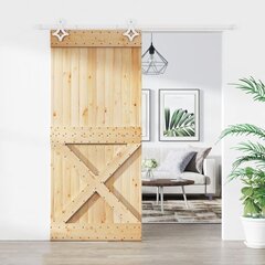 vidaXL Liukuovi asennustarvikkeineen 90x210 cm täysi mänty hinta ja tiedot | Sisäovet | hobbyhall.fi