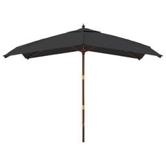 vidaXL Puutarhan aurinkovarjo puutolppa musta 300x300x273 cm hinta ja tiedot | Aurinkovarjot ja markiisit | hobbyhall.fi