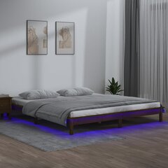 vidaXL Sängynrunko LED ruskea 120x190 cm 4FT Small Double täysi puu hinta ja tiedot | Sängyt | hobbyhall.fi