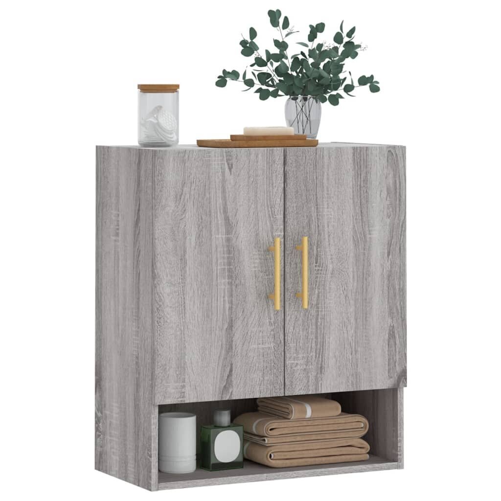 vidaXL Seinäkaappi harmaa Sonoma 60x31x70 cm tekninen puu hinta ja tiedot | Olohuoneen kaapit ja lipastot | hobbyhall.fi