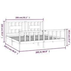 vidaXL Sängynrunko päätylevyllä valkoinen täysi mänty 200x200 cm hinta ja tiedot | Sängyt | hobbyhall.fi