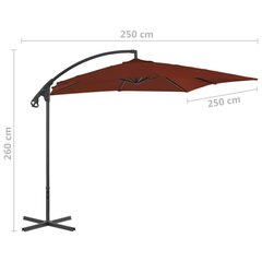 vidaXL Riippuva aurinkovarjo teräspylväällä 250x250 cm terrakotta hinta ja tiedot | Aurinkovarjot ja markiisit | hobbyhall.fi