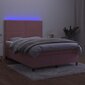 vidaXL Sänky jousilla/patjalla/LED, pinkki, 140x190cm, sametti hinta ja tiedot | Sängyt | hobbyhall.fi