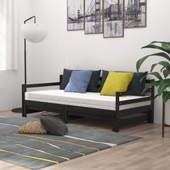 Ulosvedettävä sänky, 2x(90x200) cm, musta hinta ja tiedot | Sängyt | hobbyhall.fi