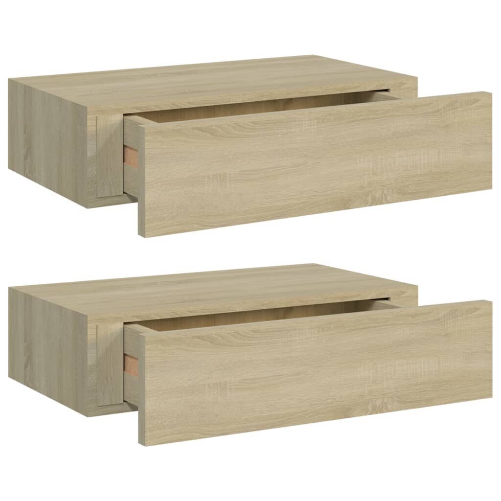 vidaXL Seinälaatikkohyllyt 2 kpl tammi 40x23,5x10 cm MDF hinta ja tiedot | Hyllyt | hobbyhall.fi