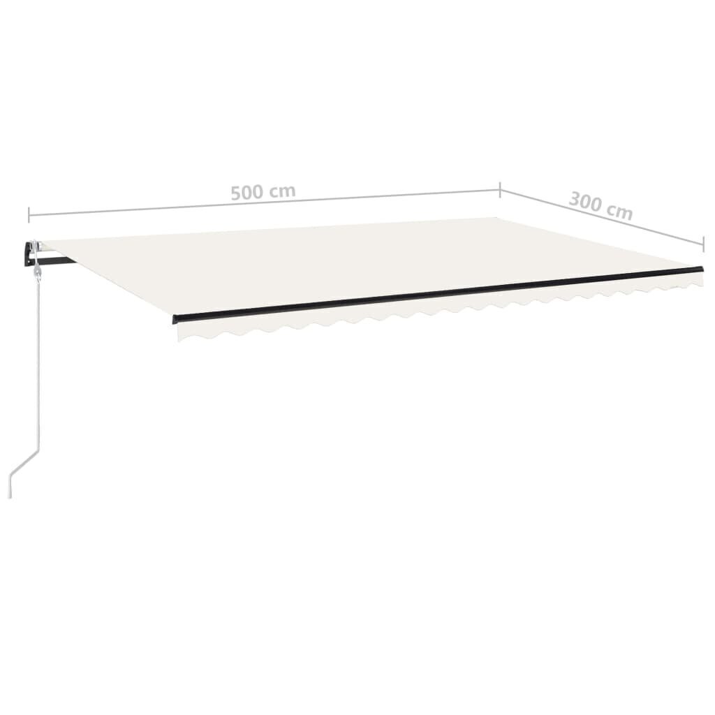 vidaXL Sisäänkelattava markiisi LED/tuulisensori 500x300 cm kerma hinta ja tiedot | Aurinkovarjot ja markiisit | hobbyhall.fi