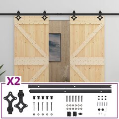 vidaXL Liukuovi asennustarvikkeineen 90x210 cm täysi mänty hinta ja tiedot | Sisäovet | hobbyhall.fi