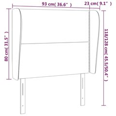 Pääty, harmaa, 93x23x118/128cm, sametti hinta ja tiedot | Sängyt | hobbyhall.fi