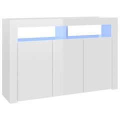 vidaXL Senkki LED-valoilla korkeakiilto valkoinen 115,5x30x75 cm hinta ja tiedot | Olohuoneen kaapit ja lipastot | hobbyhall.fi