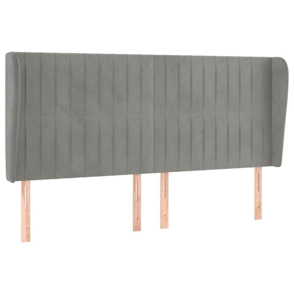 vidaXL pääty korvilla, harmaa, 203x23x118/128cm, samettia hinta ja tiedot | Sängyt | hobbyhall.fi