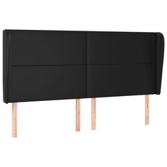 vidaXL Sängynpäädy korvakkeilla, musta, 203x23x118/128cm, keinonahka hinta ja tiedot | Sängyt | hobbyhall.fi