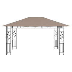 vidaXL Huvimaja hyttysverkolla 4x3x2,73 m harmaanruskea 180 g/m² hinta ja tiedot | Puutarhapaviljongit | hobbyhall.fi