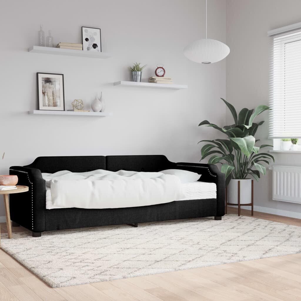 Sänky patjalla vidaXL, 100x200 cm, musta hinta ja tiedot | Sängyt | hobbyhall.fi
