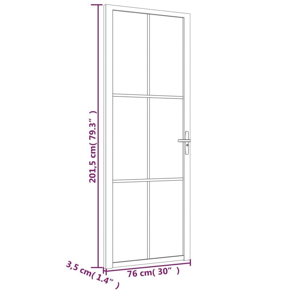 vidaXL Sisäovi 76x201,5 cm valkoinen mattalasi ja alumiini hinta ja tiedot | Sisäovet | hobbyhall.fi