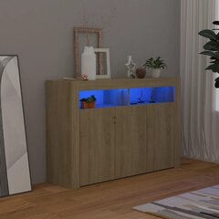 vidaXL Senkki LED-valoilla Sonoma-tammi 115,5x30x75 cm hinta ja tiedot | Olohuoneen kaapit ja lipastot | hobbyhall.fi