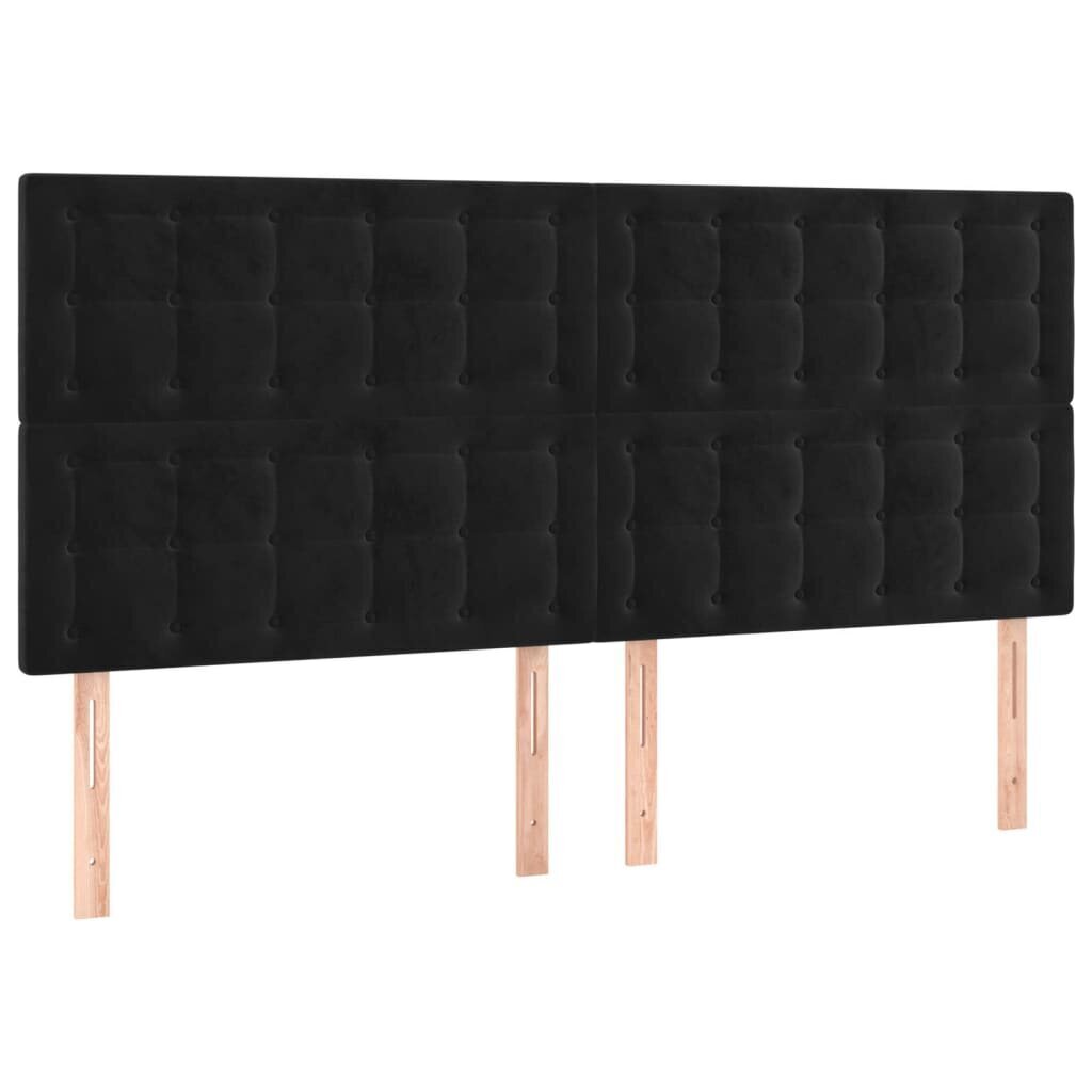 vidaXL sängynpääty LEDillä, musta, 180x5x118/128cm, sametti hinta ja tiedot | Sängyt | hobbyhall.fi