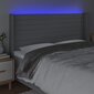 Sängynpäädy LED vidaXL:llä, Kangas, 183x16x118/128cm, vaaleanharmaa hinta ja tiedot | Sängyt | hobbyhall.fi