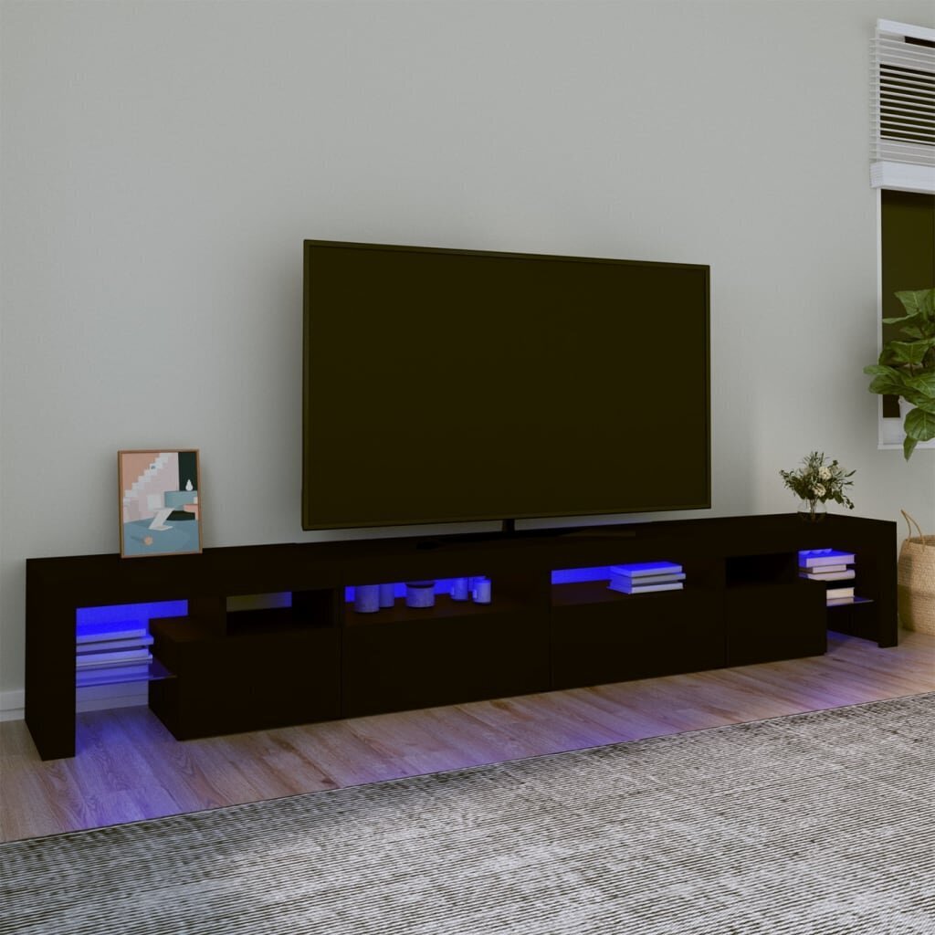 vidaXL TV-taso LED-valoilla musta 260x36,5x40 cm hinta ja tiedot | TV-tasot | hobbyhall.fi