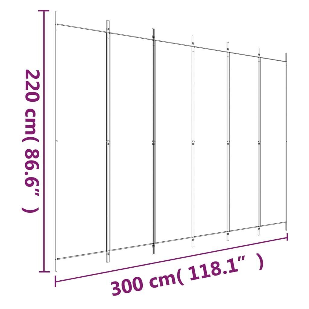 vidaXL 6-paneelinen Tilanjakaja ruskea 300x220 cm kangas hinta ja tiedot | Sermit ja tilanjakajat | hobbyhall.fi