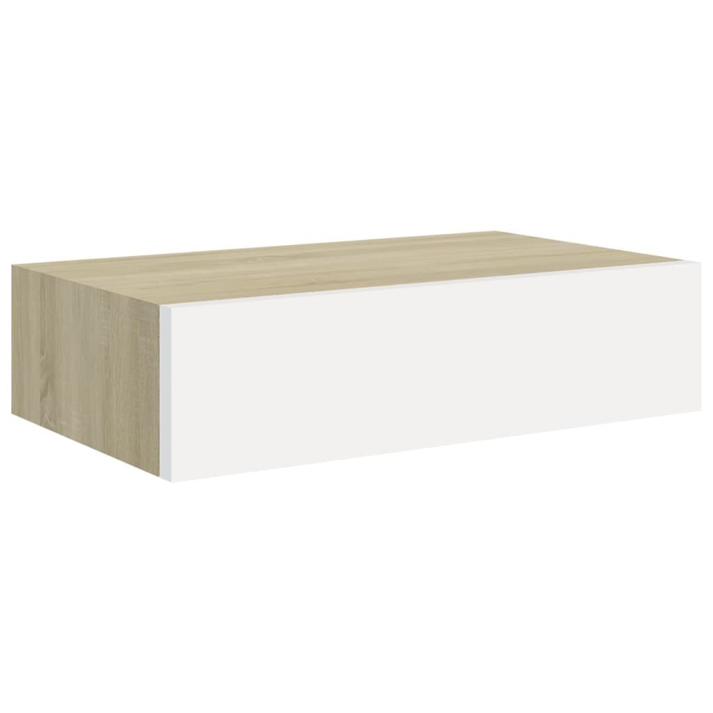 vidaXL Seinälaatikkohylly tammi ja valkoinen 40x23,5x10 cm MDF hinta ja tiedot | Hyllyt | hobbyhall.fi