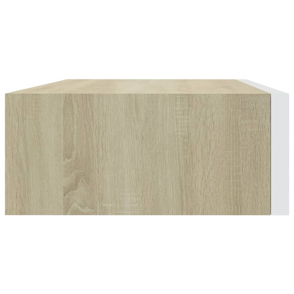 vidaXL Seinälaatikkohylly tammi ja valkoinen 40x23,5x10 cm MDF hinta ja tiedot | Hyllyt | hobbyhall.fi