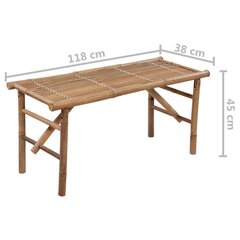 vidaXL Taitettava puutarhapenkki tyynyllä 118 cm bambu hinta ja tiedot | Puutarhapenkit | hobbyhall.fi