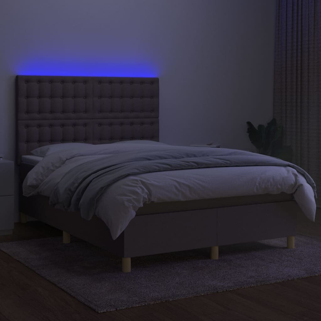 Sänky jousilla/patjalla/LED, taupe, 140x190 cm hinta ja tiedot | Sängyt | hobbyhall.fi