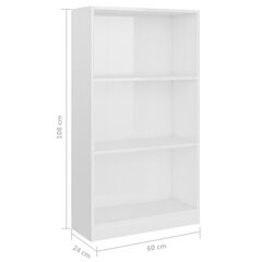 vidaXL 3-tasoinen kirjahylly korkeak. valk 60x24x109 cm tekninen puu hinta ja tiedot | Hyllyt | hobbyhall.fi