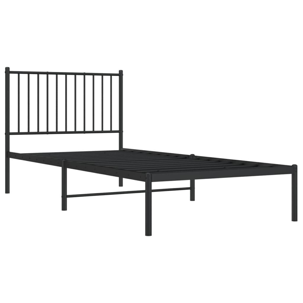 vidaXL Metallinen sängynrunko päädyllä musta 90x200 cm hinta ja tiedot | Sängyt | hobbyhall.fi