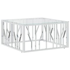 vidaXL Sohvapöytä 80x80x40 cm ruostumaton teräs ja lasi hinta ja tiedot | Sohvapöydät | hobbyhall.fi