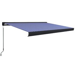 vidaXL Manuaalinen kasettimarkiisi 450x300 cm sininen ja valkoinen hinta ja tiedot | Aurinkovarjot ja markiisit | hobbyhall.fi