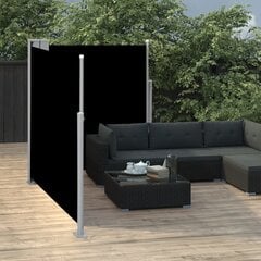 vidaXL Sisäänvedettävä sivumarkiisi 140x600 cm musta hinta ja tiedot | Aurinkovarjot ja markiisit | hobbyhall.fi