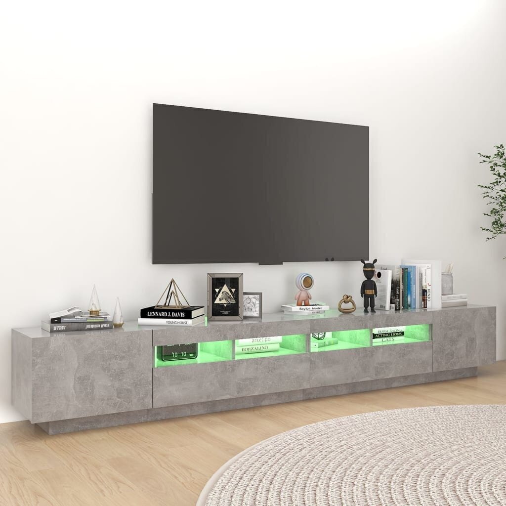 vidaXL TV-taso LED-valoilla betoninharmaa 260x35x40 cm hinta ja tiedot | TV-tasot | hobbyhall.fi