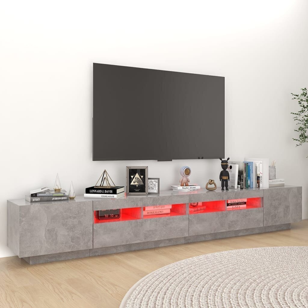 vidaXL TV-taso LED-valoilla betoninharmaa 260x35x40 cm hinta ja tiedot | TV-tasot | hobbyhall.fi