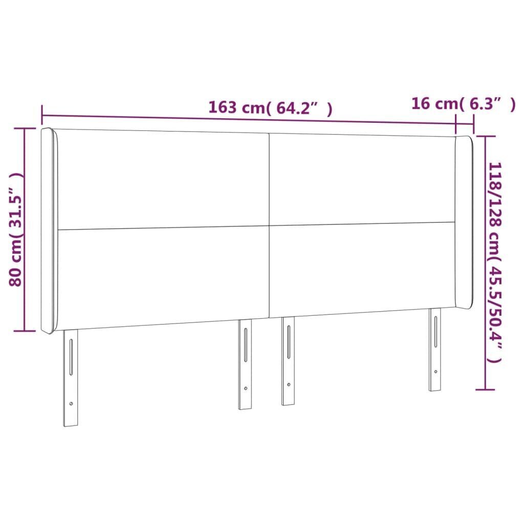 Sängynpäädy LEDillä, musta, 163x16x118/128 cm hinta ja tiedot | Sängyt | hobbyhall.fi