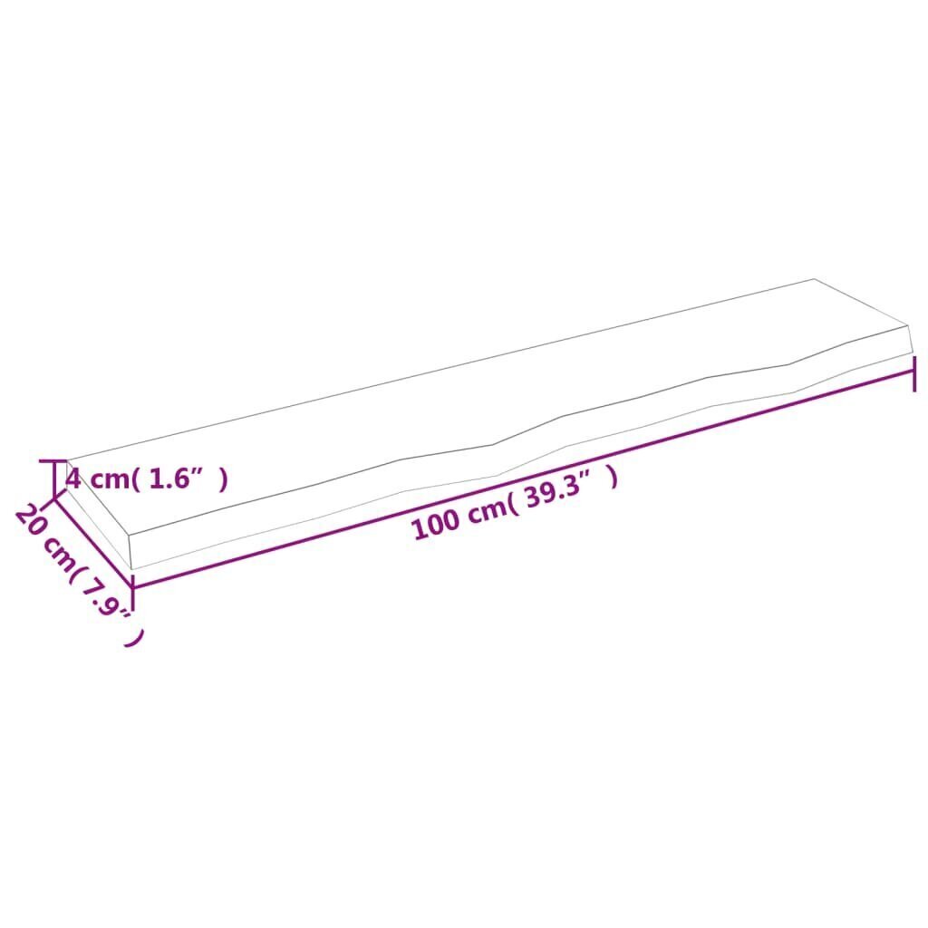 vidaXL Seinähylly 100x20x4 cm käsittelemätön täysi tammi hinta ja tiedot | Hyllyt | hobbyhall.fi