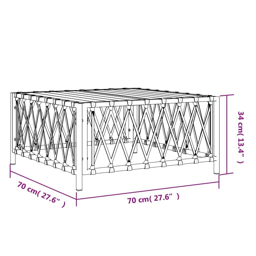 vidaXL Puutarhapöytä valkoinen 70x70x34 cm kudottu kangas hinta ja tiedot | Puutarhapöydät | hobbyhall.fi