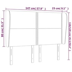 Pääty korvilla, sininen, 147x23x118/128cm, sametti hinta ja tiedot | Sängyt | hobbyhall.fi