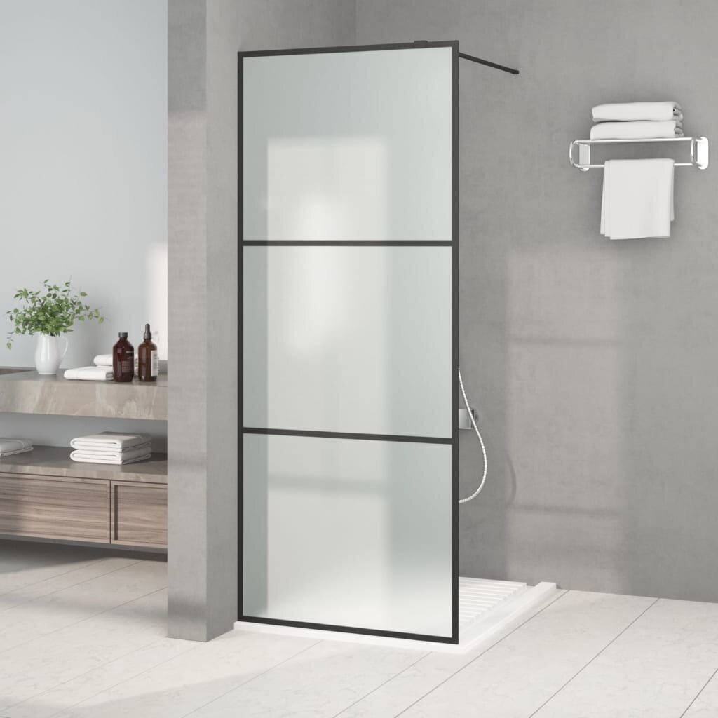 vidaXL Walk-in suihkuseinäke musta 80x195 cm huurrettu ESG-lasi hinta ja tiedot | Suihkuseinät ja -ovet | hobbyhall.fi