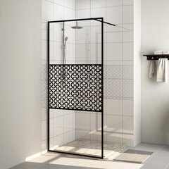 vidaXL Walk-in suihkun seinäke kirkas ESG-lasi 115x195 cm musta hinta ja tiedot | Suihkuseinät ja -ovet | hobbyhall.fi