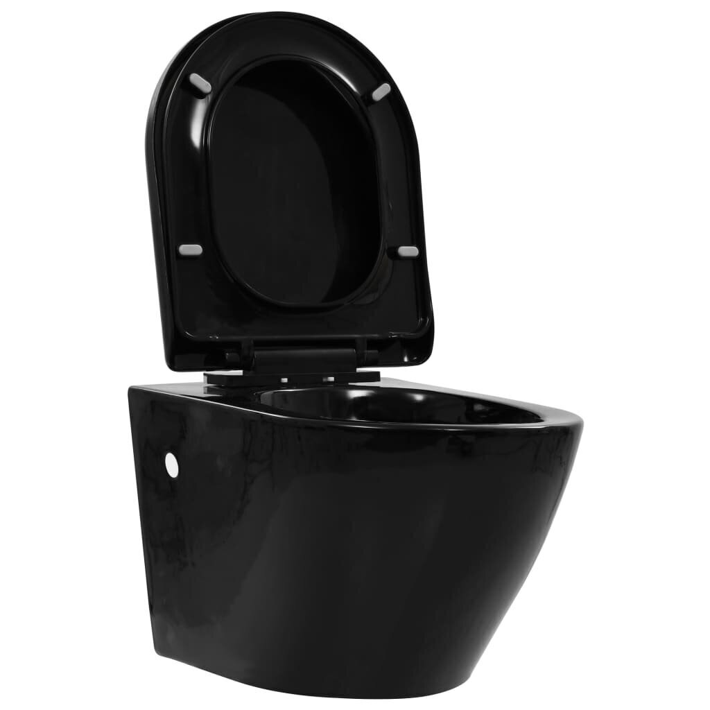 vidaXL Seinään kiinnitettävä WC piilotettu säiliö keraaminen musta hinta ja tiedot | WC-istuimet | hobbyhall.fi