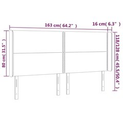 Sängynpäädy LEDillä, valkoinen, 163x16x118/128 cm hinta ja tiedot | Sängyt | hobbyhall.fi