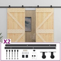 vidaXL Liukuovi asennustarvikkeineen 80x210 cm täysi mänty hinta ja tiedot | Sisäovet | hobbyhall.fi