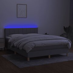 Sänky jousilla/patja/LED vidaXL, Kangas, 140x190cm, harmaa hinta ja tiedot | Sängyt | hobbyhall.fi