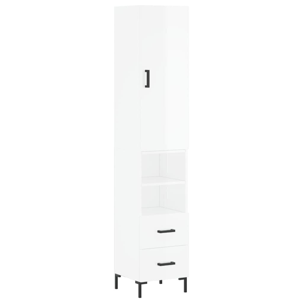 vidaXL Kaappi korkeakiilto valkoinen 34,5x34x180 cm tekninen puu hinta ja tiedot | Lipastot | hobbyhall.fi